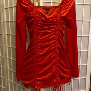 Wild Fable Vibrant Orange Ruched Dress